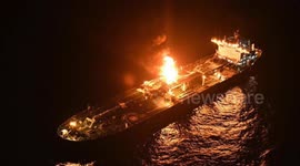 Tanker Blazes After Red Sea Houthi Strike