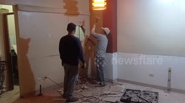 bathroom remodeling work in a restaurant