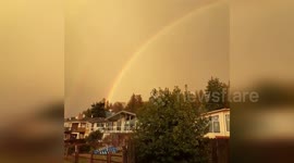 Stunning rainbow on yellow sky delights local in Washington
