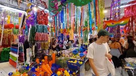 Stores are full with customers ahead of the Carnival in Sao Paulo, Brazil