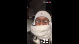 Woman shows that the extreme cold weather in Sweden is nothing to chill about