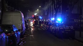 Emergency services, including 125 firefighters, responded to flat fire in Wembley, London.
