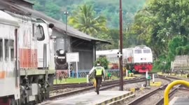 Fearless guard removes toddler from train tracks as oncoming train approaches