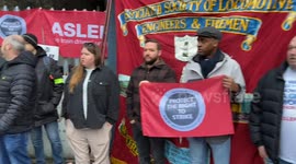 ASLEF union picket line at Waterloo Station as train drivers stage fresh strike