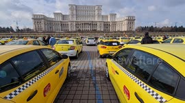 Taxi drivers protest against ride-sharing in Bucharest, Romania