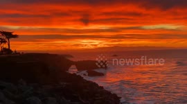 US: Glowing Sunrise Paints Sky Fiery Red In Santa Cruz