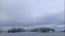 Snowy Beauty of Lake Winnipesaukee in Gilford, USA
