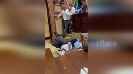 Chaotic brawl erupts in Maldivian parliament as opposition rejects cabinet ministers