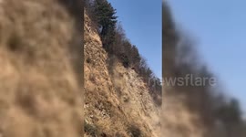 Rockslide Hits Highway in Manali, India