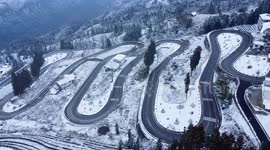 A Winding Road After Snow in Enshi, China