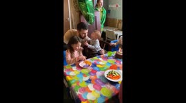 Toddler tries to take a big bite of his birthday cake *Hilarious Reactions*