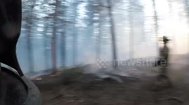 Firefighters brave flames in Ninhue, Chile