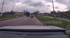 Car crashed into central reservation on a busy motorway