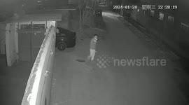 Young man escapes injury after falling through open manhole