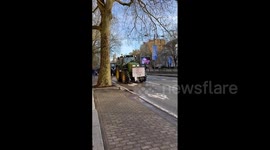 Tractor plays Darude's 'Sandstorm' as protesting farmers block Brussels roads