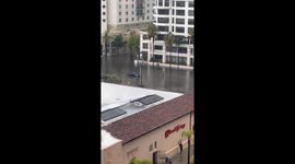 Tesla Plows Through Floodwaters