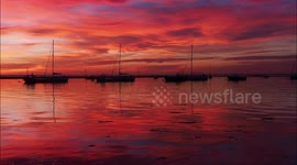 Spectacular Saharan dust coloured sunset in Kent, UK