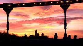 Beautiful sunset colours over Battersea as Saharan dust particles linger