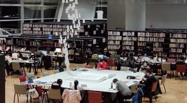 Readers in the East Hall of the Shanghai Library, China
