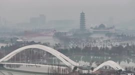 Aerial footage of breathtaking cityscape in China