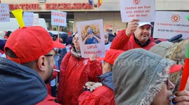 Health workers protest in Bucharest, Romania
