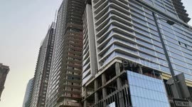 Several floors of downtown LA high-rise covered in graffiti