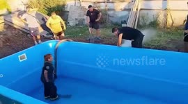 Crook On The Run After Stealing Neighbour's Swimming Pool in La Plata, Argentina