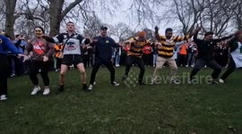 Expat New Zealanders perform Haka on Waitangi Day in St James's Park