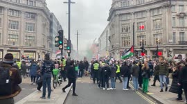 Palestine protest takes over Oxford Circus, London.
