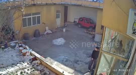 Man fall while trying to catch a bird in Heze, China