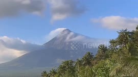 Mayon Volcano spews ash column during eruption in the Philippines