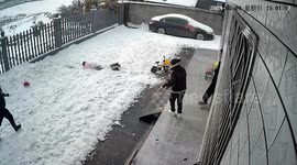 Chinese woman survives falling snow avalanche from roof without serious injuries
