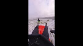 Adrenaline-fueled snow sledding thrills in Le Mans, France