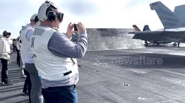 Aircraft Takes Off and Lands on USS Abraham Lincoln in USA