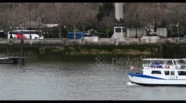 The large boat of Avontuur II sailing on the River Thames, London, United Kingdom