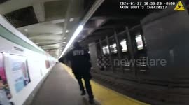 Police save passenger from oncoming train in Brooklyn, New York