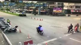 Traffic police catch python slithering across road