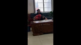 Playful Kid Leaves Dad Exhausted in China