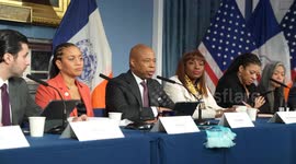 Mayor Eric Adams speaks with the media in New York, NY, USA