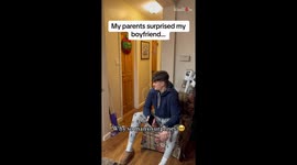 Boy's face lights up with glee when GF's mom makes his day with thoughtful surprise