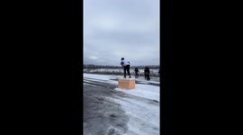 Daredevil demonstrates exceptional athleticism as he leaps over oncoming limousine