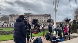 Media gather outside Buckingham Palace and Clarence House following King Charles III cancer diagnosis