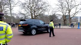 Prince Harry's car is seen leaving Clarence House following visit to his father