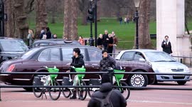 King departs Buckingham Palace via helicopter as Royal Standard is lowered and replaced with Union flag