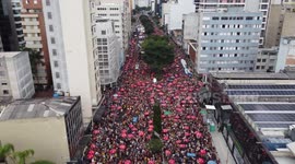 Aerial view of the Pre-Carnival Blocks, in São Paulo, Brazil