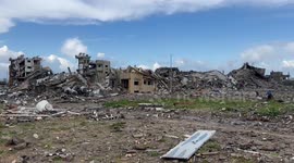 Destroyed infrastructure as a result of an Israeli attack on Al-Tawam area in Gaza Strip