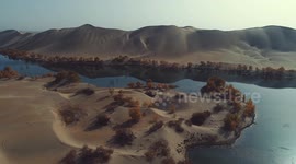 Archive Footage of Luobu Lake in The Taklamakan Desert in China