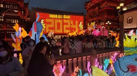 Tourists visit the Yu Garden Art Lantern Fair in Shanghai, China