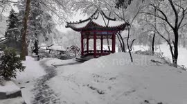 Tourists View the Rime Landscape on Qinling Mountain in Xi'an, China