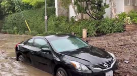 Video shows vehicles swamped after mudslide in Los Angeles neighborhood
